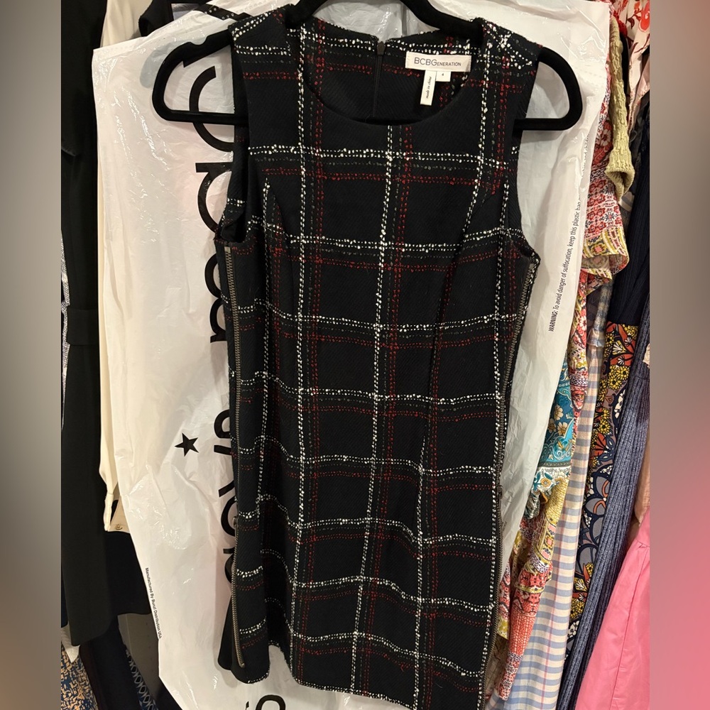 BCBGeneration Black and Red Plaid Mini Dress
